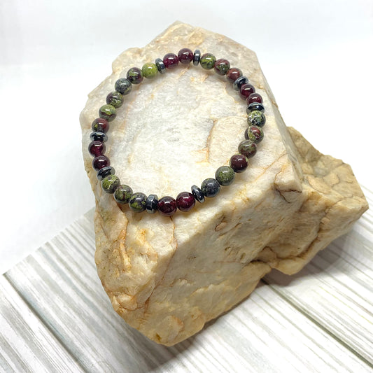 Dragon Blood Jasper & Dark Red Garnet Bracelet