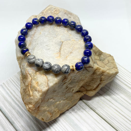 Lapis Lazuli & Map Jasper Bracelet