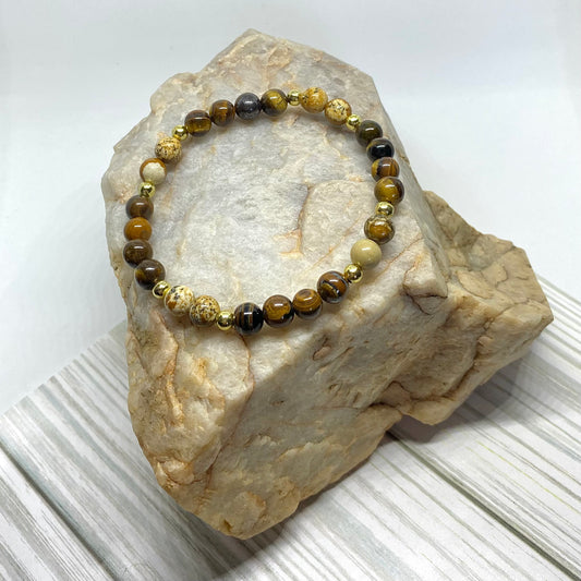 Tigers Eye & Picture Jasper Bracelet