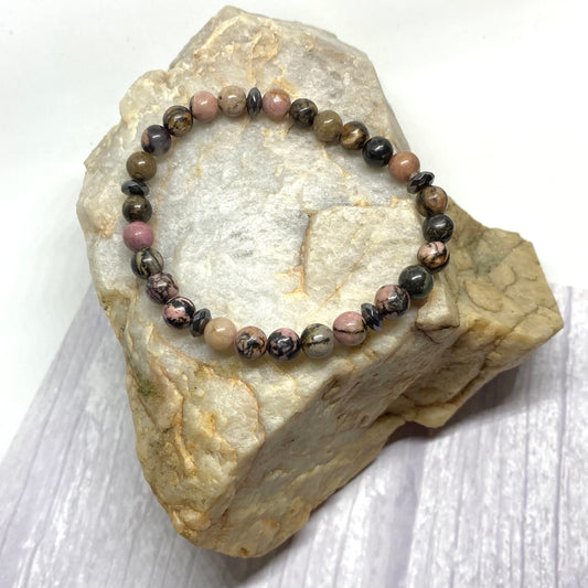 Black Lace Rhodonite Crystal Bracelet