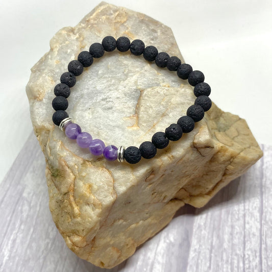 Amethyst and Lava Stone Bracelet