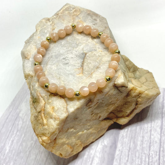 Peach Moonstone Crystal Bracelet